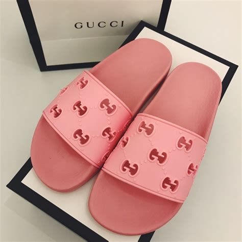 gucci pink velvet slides|all pink Gucci slides.